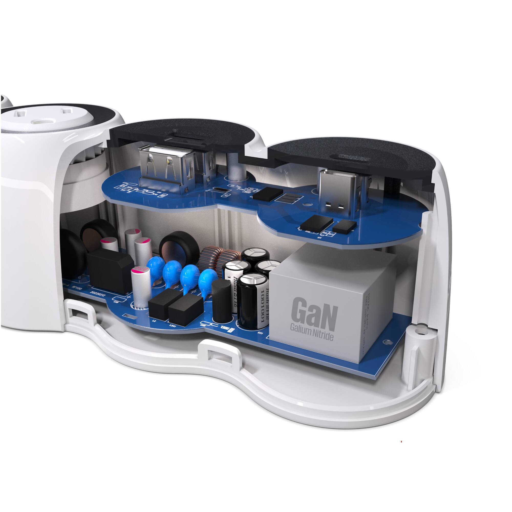 Alt View 12. 360 Electrical - PowerCurve24, 4 Rotating Outlets/4 USB-A 1080 Joules Surge Protector - White.