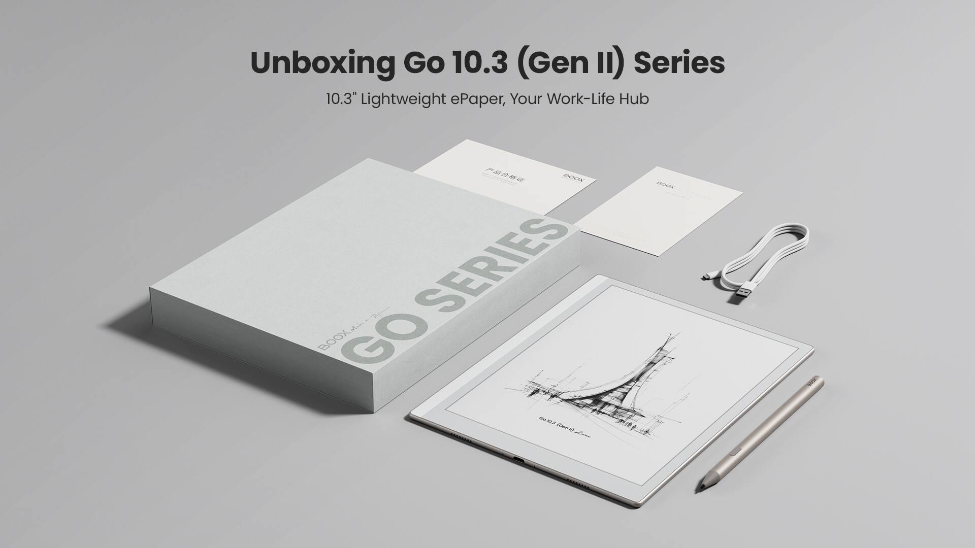 Unboxing Go 10.3 (Gen II) Series  
10.3" Lightweight ePaper, Your Work-Life Hub  

DOOY SERIES BOOX. GO 10.3