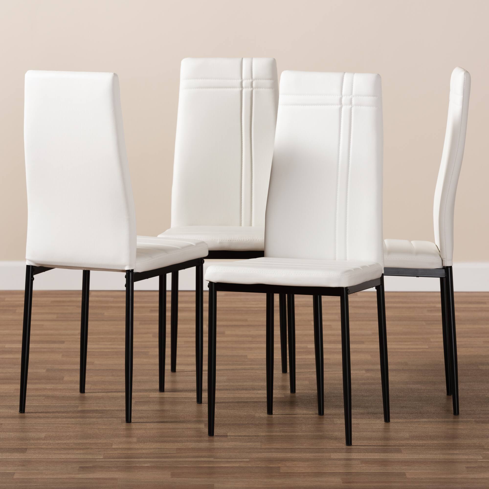 Alt View 1. Baxton Studio - Set of 4 Matiese Modern and Contemporary Faux Leather Upholstered Dining Chairs - White.