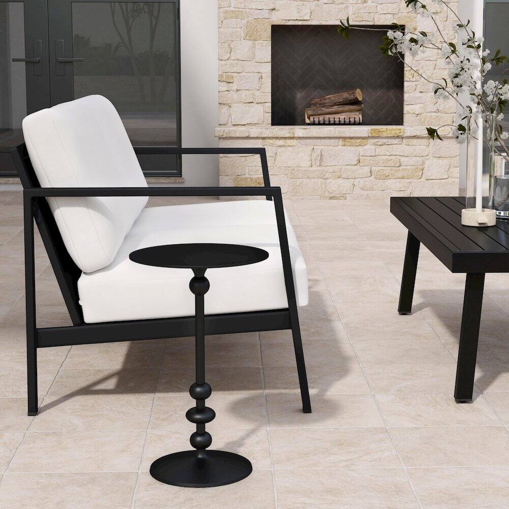 Alt View 1. Butler Specialty - Zora Outdoor Round Pedestal Side Table - Black.