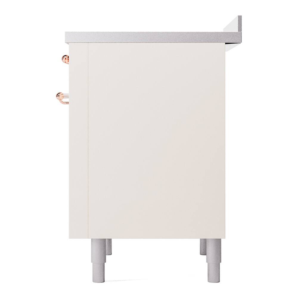 Alt View 4. ILVE - ILVE Nostalgie II 36 inch Induction Range with 6 Elements (Triple Glass Door, Antique White, Brass) - Antique White.