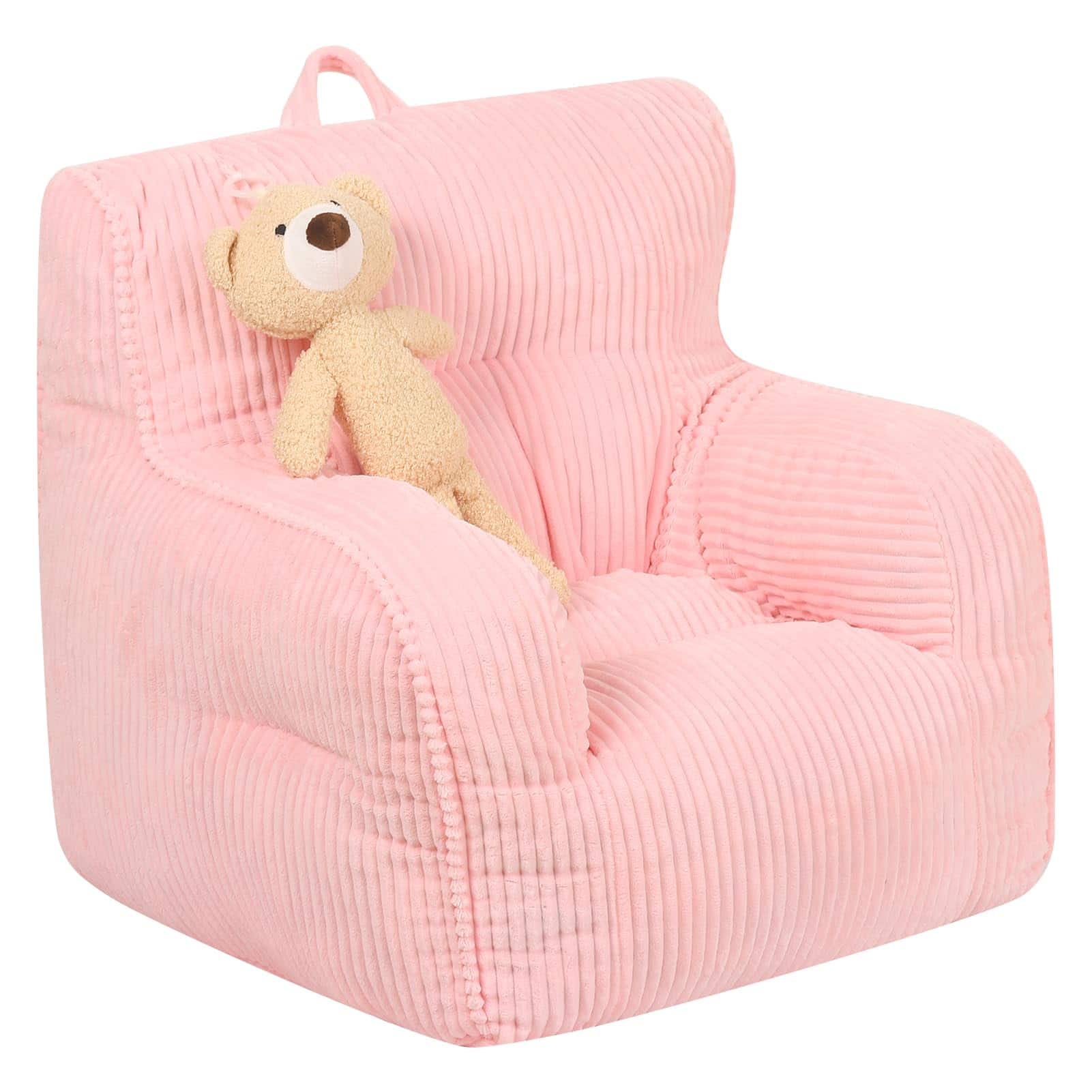 PO3TICJUNKI3 - Comfy Gaint Bean Bag Chair With Ottoman Fluffy Huge Armchair For Adults And Teens Cream - Pink