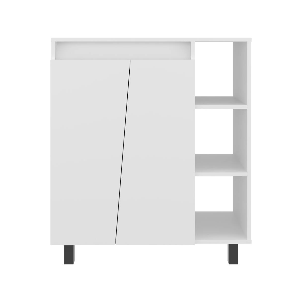Alt View 4. Loheer - Loheer White Microwave Stand with Storage 31.5 Inch Wide Kitchen Cabinet with 5 Shelves and 2 Doors - White.