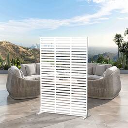 PexFix - 72 in. x 47 in. Adams Pattern Metal Outdoor Privacy Screen & Panels, Freestanding Garden Divider Fence - White
