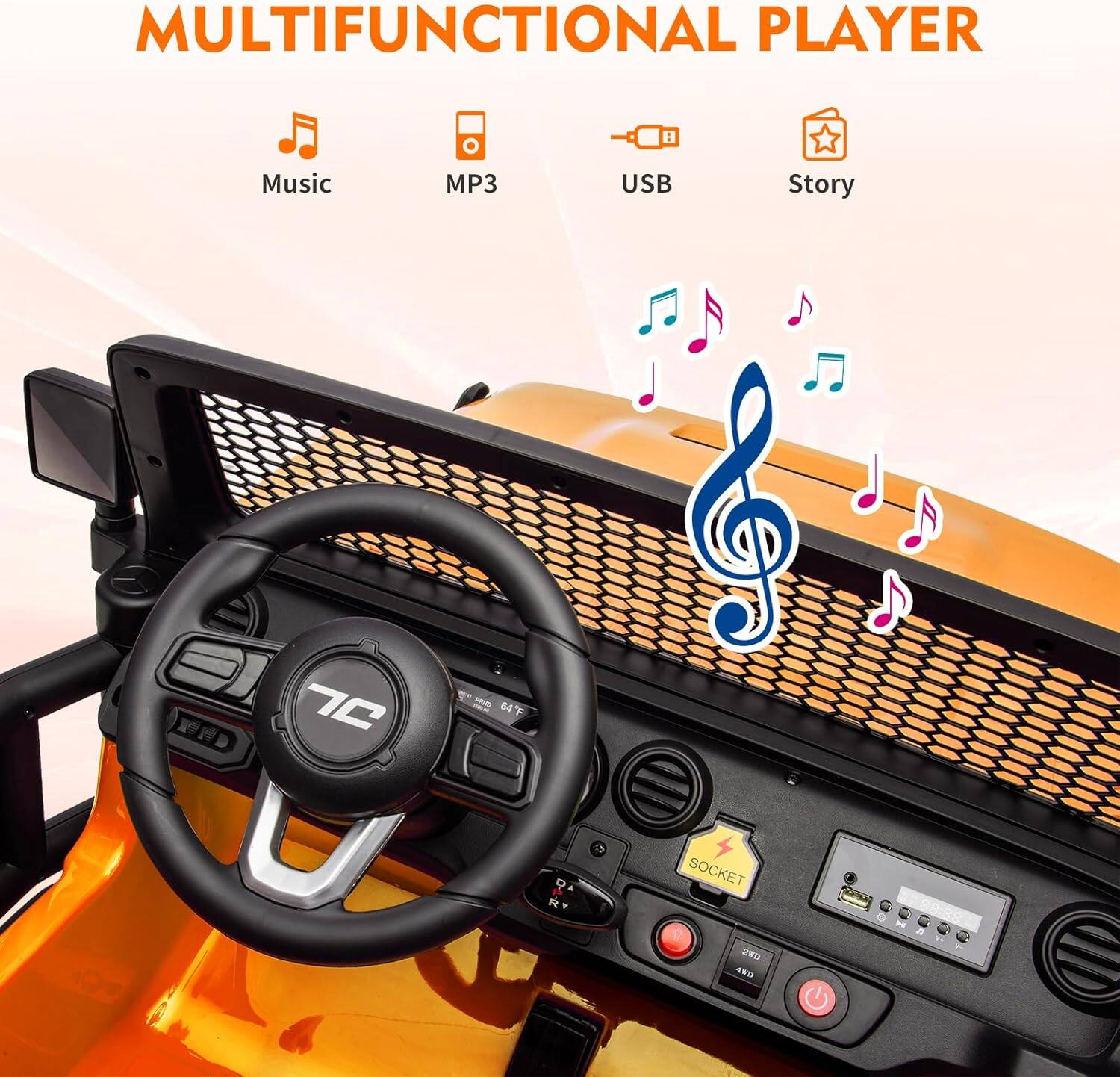 MULTIFUNCTIONAL PLAYER

- Music
- MP3
- USB
- Story

7C

- SOCKET
- 4V
- d3
- 2