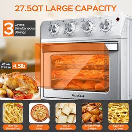 Loheer - Countertop Air Fryer Toaster Oven Convection Combo Large Capacity Baking Roasting - Silver