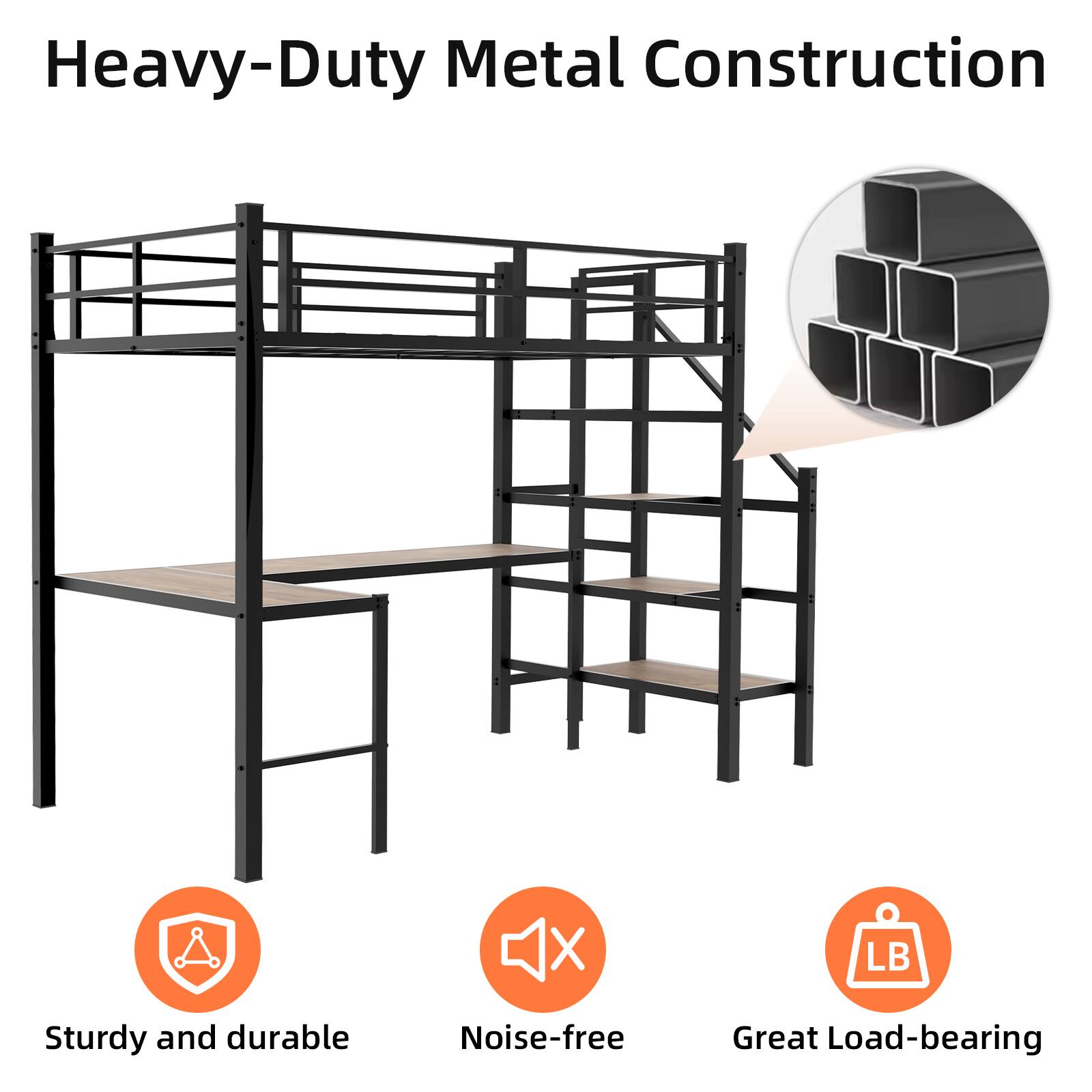 Heavy-Duty Metal Construction  
Sturdy and durable  
Noise-free  
Great Load-bearing