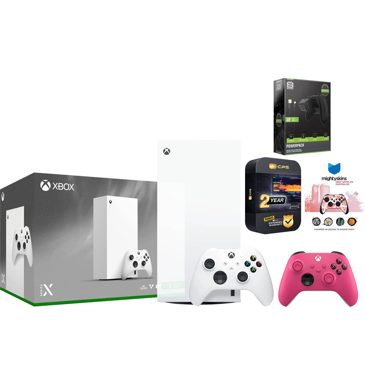 Xbox Series X 1TB Digital Console with Extra Controller, Battery Pack, MightySkins Code and 2 Year Warranty