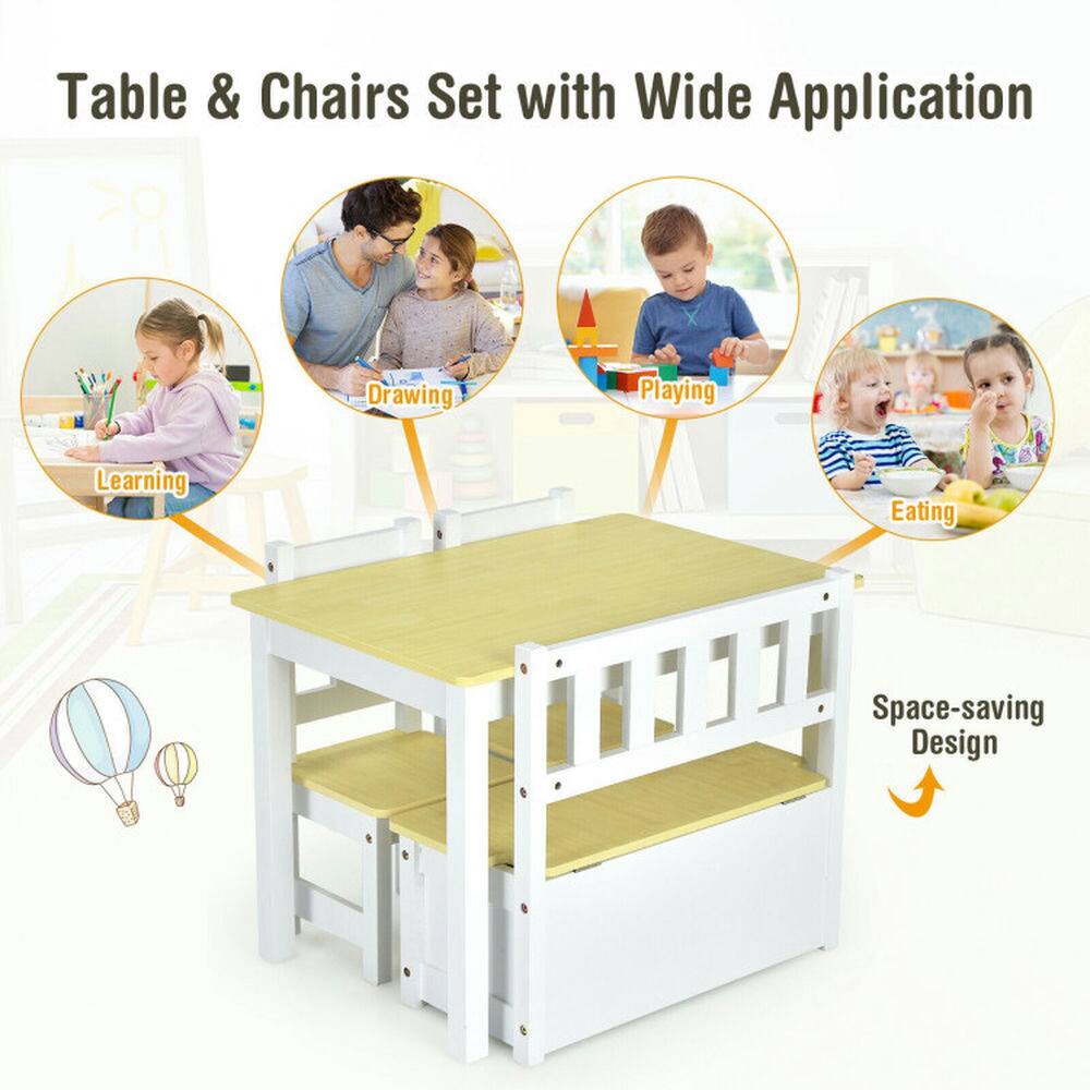 Table & Chairs Set with Wide Application  
Drawing  
Playing  
Learning  
Eating  
Space-saving Design