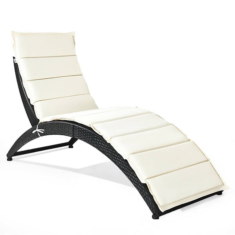 Angle. Kadyn - Outdoor Chaise Lounge Chair, Patio Rattan Lounge Chair Back Adjustable Chaise Recliner - White.