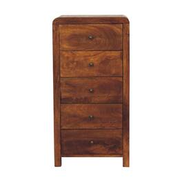Artisan Furniture - Solid Wood Aspen Tallboy, 5 Drawers - Dark Brown