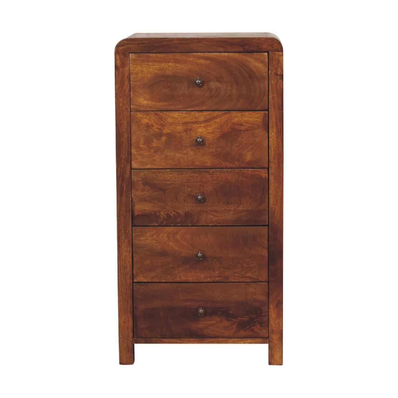 Front. Artisan Furniture - Artisan Furniture Solid Wood Aspen Tallboy, 5 Drawers, Dark Brown - Dark Brown.