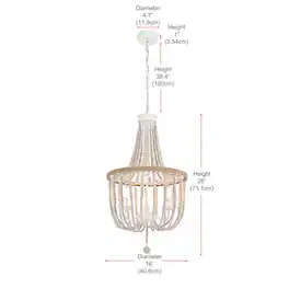 Living District - Jolie 16 Inch Beaded Pendant In - Antique White