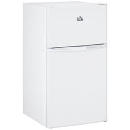 Homcom - 3.2 Cu.Ft Mini Freezer, Double Door Compact Refrigerator with Adjustable Thermostat for Bedroom, Home Office - White