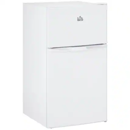 Front. Homcom - 3.2 Cu.Ft Mini Freezer, Double Door Compact Refrigerator with Adjustable Thermostat for Bedroom, Home Office - White.