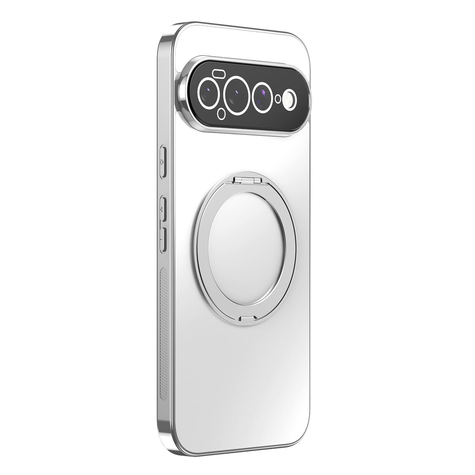 Angle. UUCOVER - Magnetic Case for Google Pixel 11 Pro 360° Rotating Ring Kickstand Full Camera Protection Shockproof Anti-Slip Cover - White.