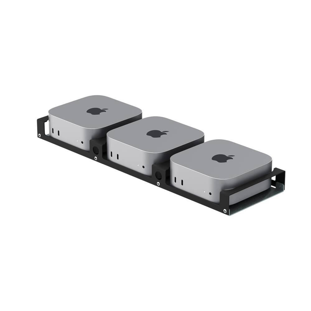 Front. RackSolutions - RackSolutions 3U Mac Mini Bracket Set for Apple Mac Mini (M4, 2024), Compatible with RackSolutions' Modular Shelves - Black.
