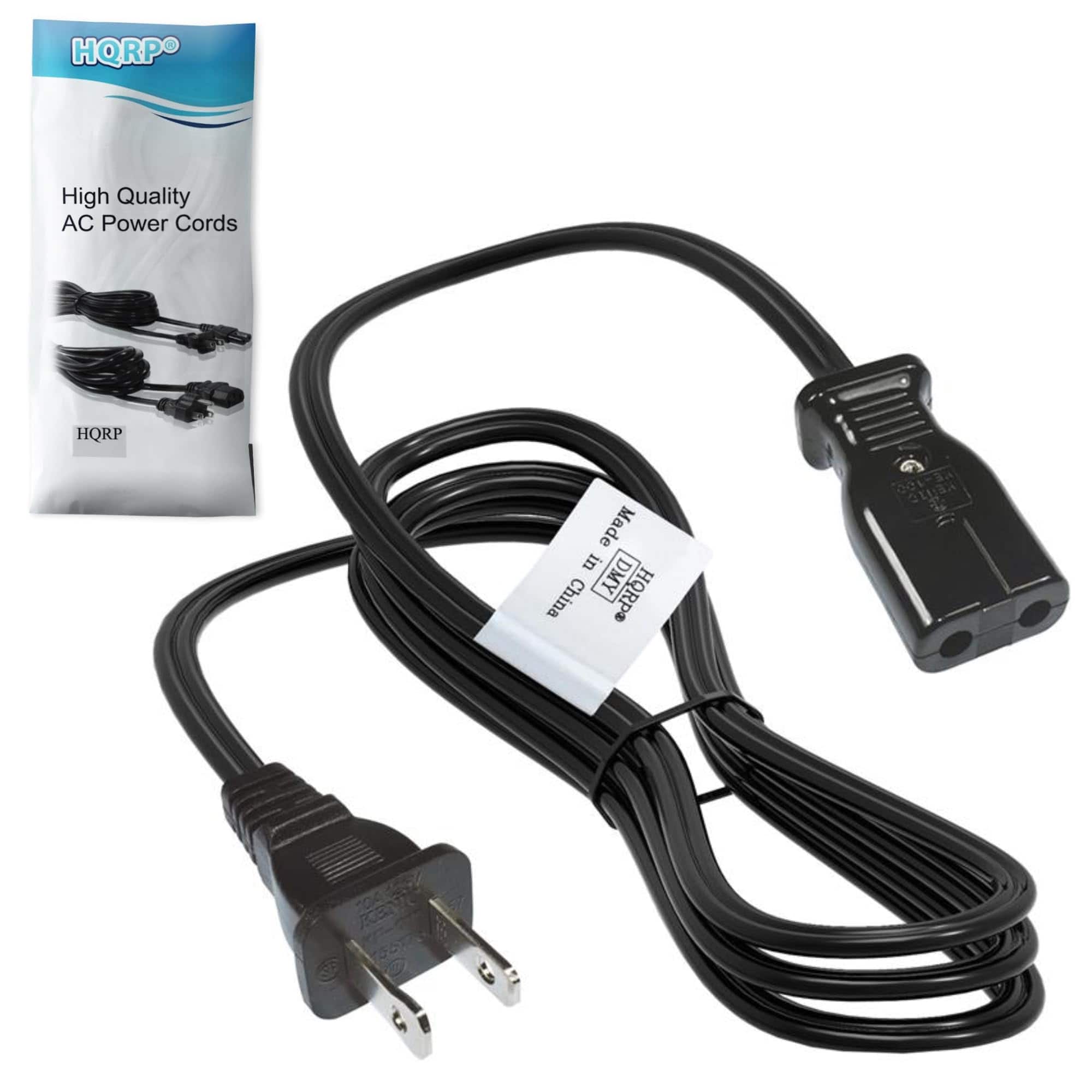 HQRP - 2-Prong Detachable Power Cord for Zojirushi Rice Cooker, West Bend Wok, Slow Cooker - 3 ft 18 AWG - Black