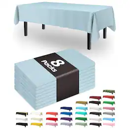 Dapper Styles - Plastic Table Cloth Disposable 54 X Cloths Party Picnic Wedding Decorative Tablecloths Rectangle Cover Leak - Light Blue-54" X 108" Rectangle
