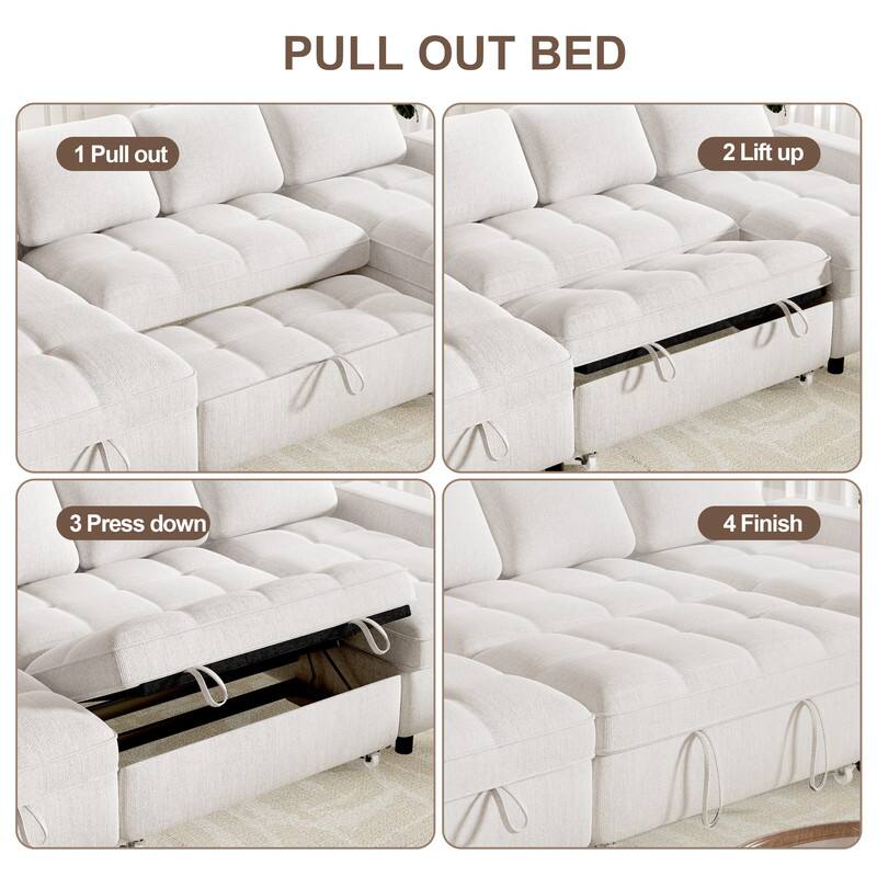 PULL OUT BED

1 Pull out  
2 Lift up  
3 Press down  
4 Finish