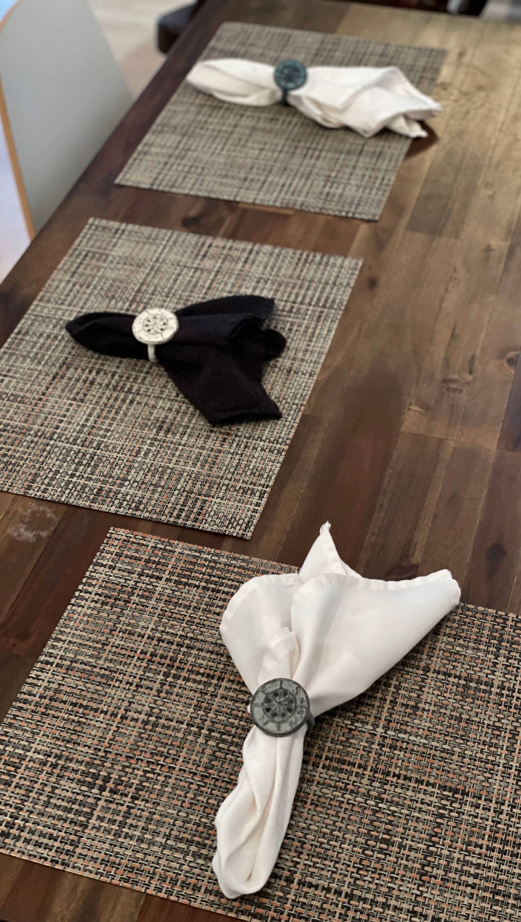 Alt View 6. Zeckos - Set of 6 Nautical Blue Cast Iron Compass Rose Napkin Rings Dining Decor - Nautical.