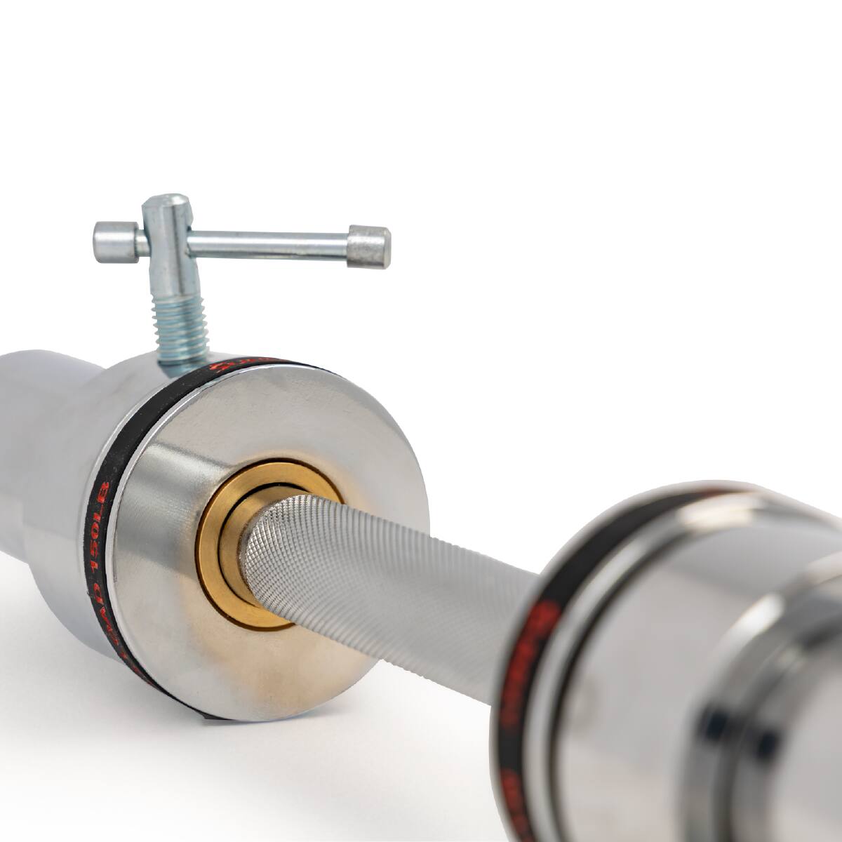 Left. Sunny Health & Fitness - 16" Olympic Dumbbell Bar with Spin-Lock Ring Collars - Silver.