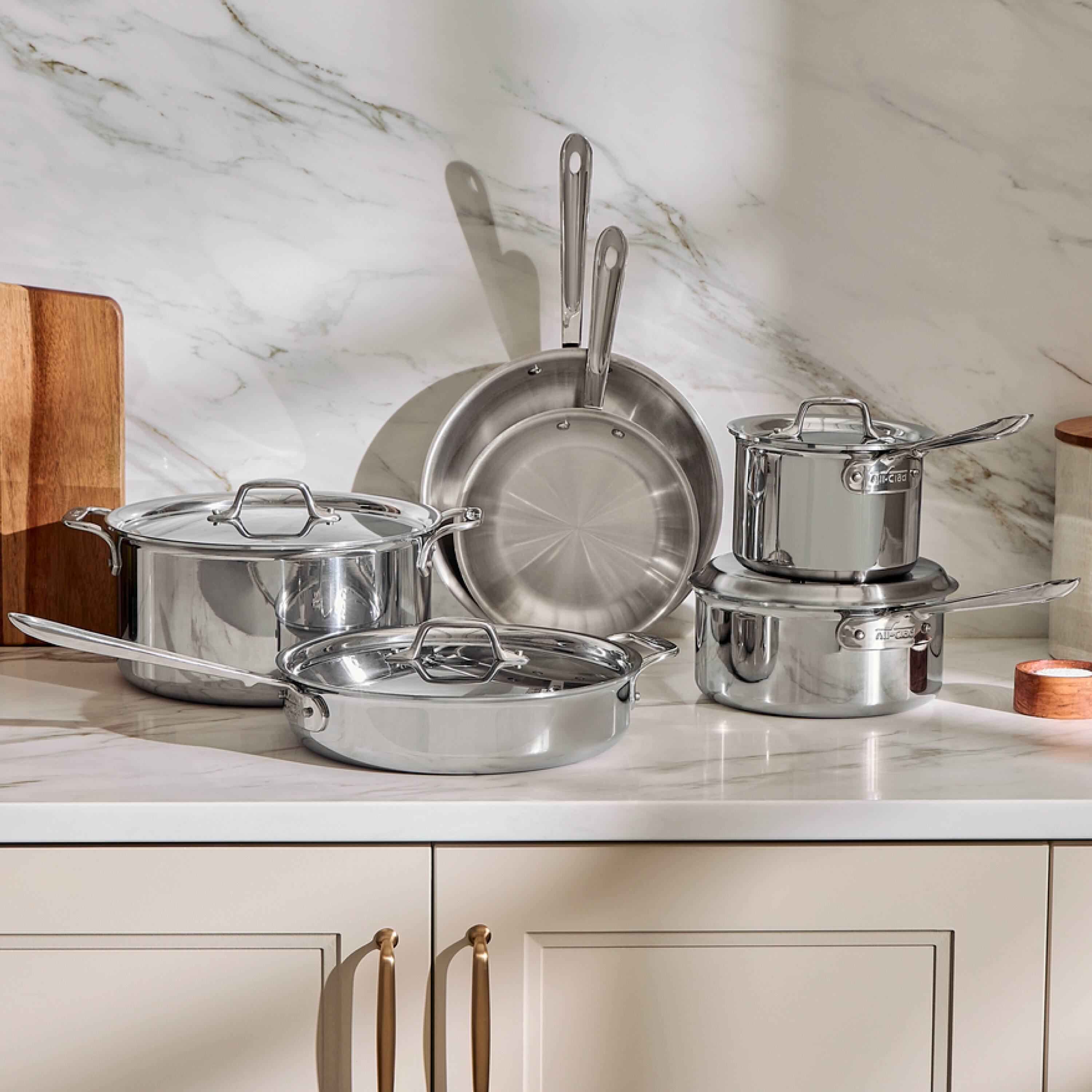 Alt View 5. All Clad - All-Clad 10pc Stainless Steel Cookware. 3-Ply Bonded. Silver - Silver.