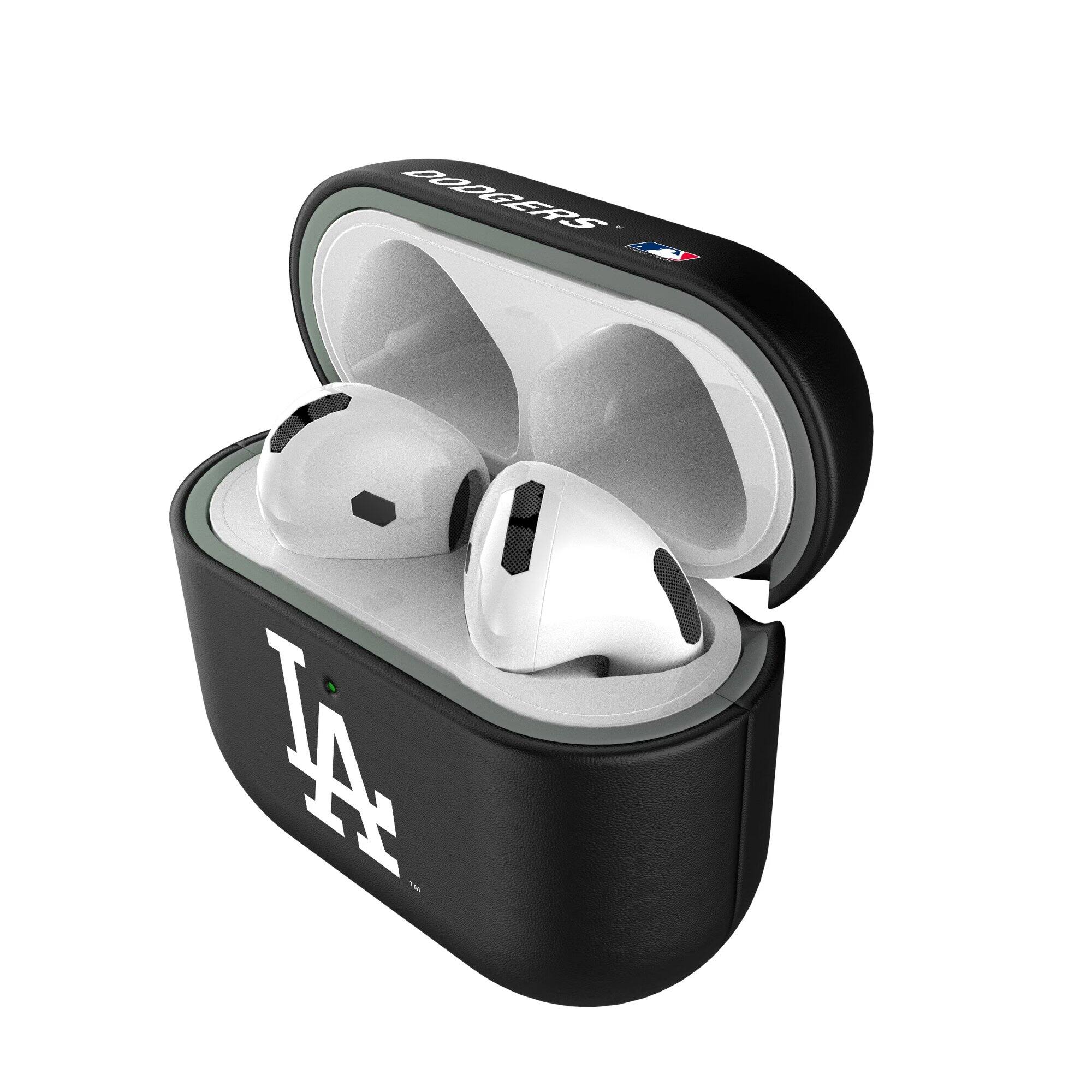 Alt View 3. Keyscaper - Los Angeles Dodgers Los Angeles Dodgers Insignia AirPods 4th Generation Case Cover - No Size - Black.