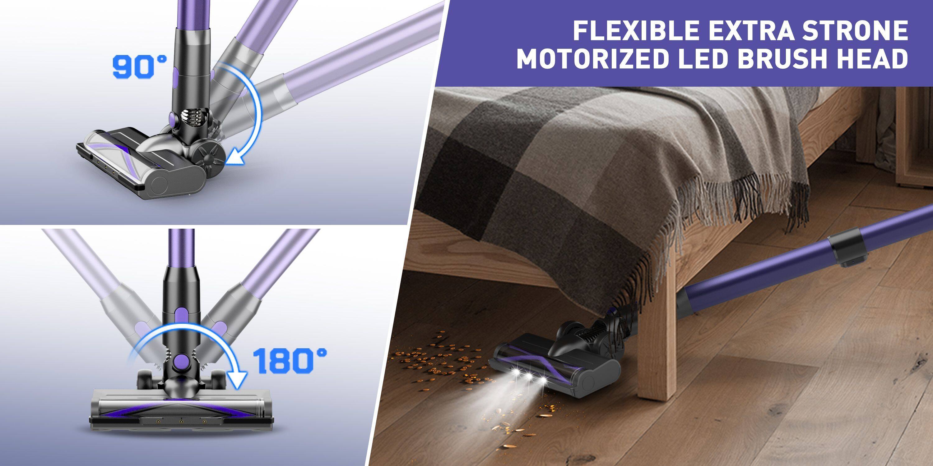 FLEXIBLE EXTRA STRONG MOTORIZED LED BRUSH HEAD

90°

180°