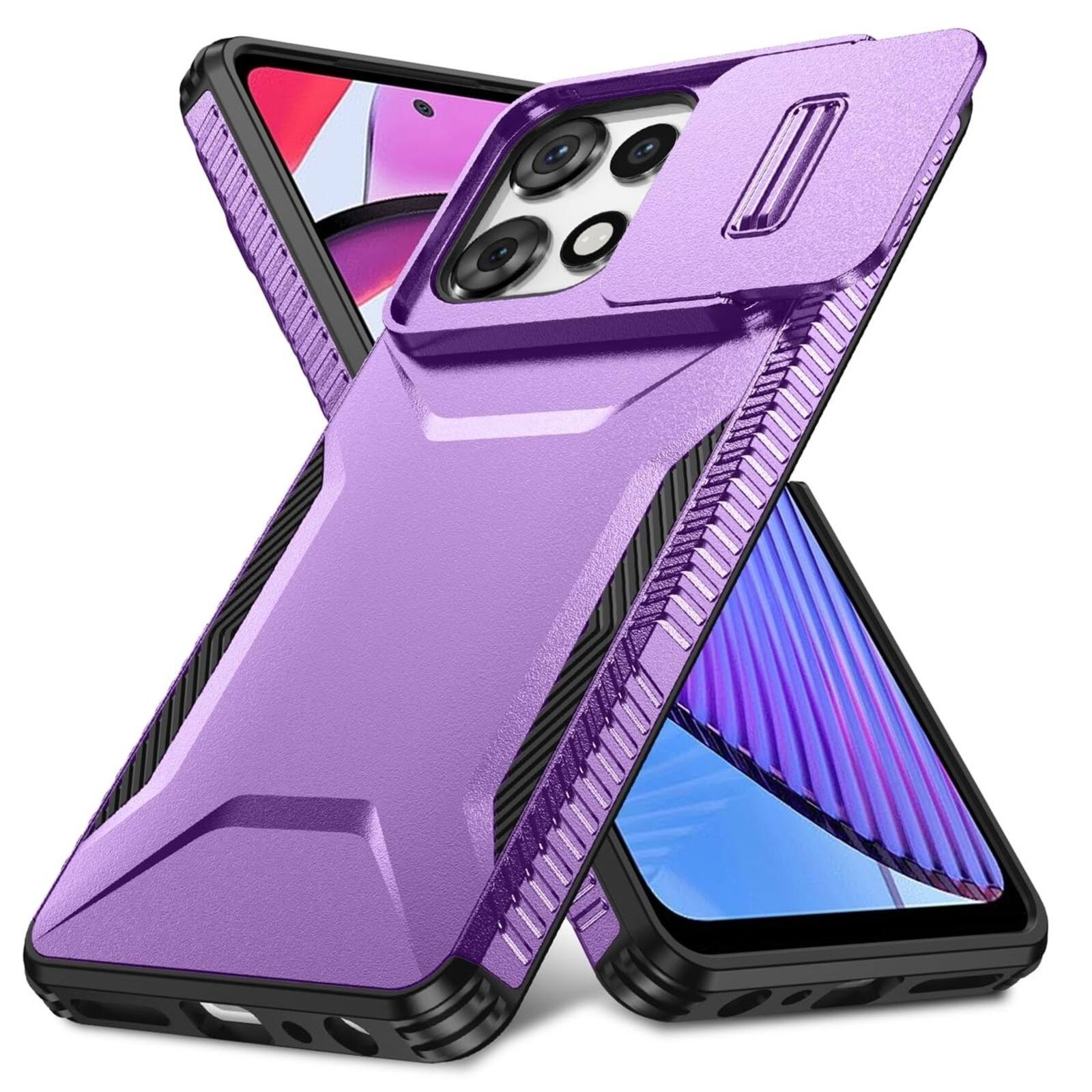 Angle. UUCOVER - For Motorola Moto G Power/Moto G Play (2025/2026) Dual Layer Case with Sliding Camera Lens Cover, Drop Protection Shell - Purple.