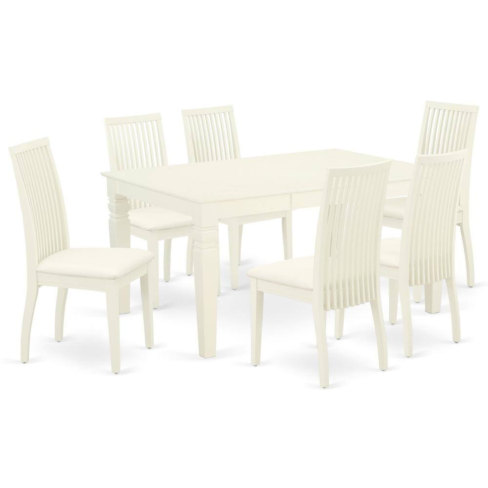 Left. East West Furniture - Dining Room Set Linen White - Brown.