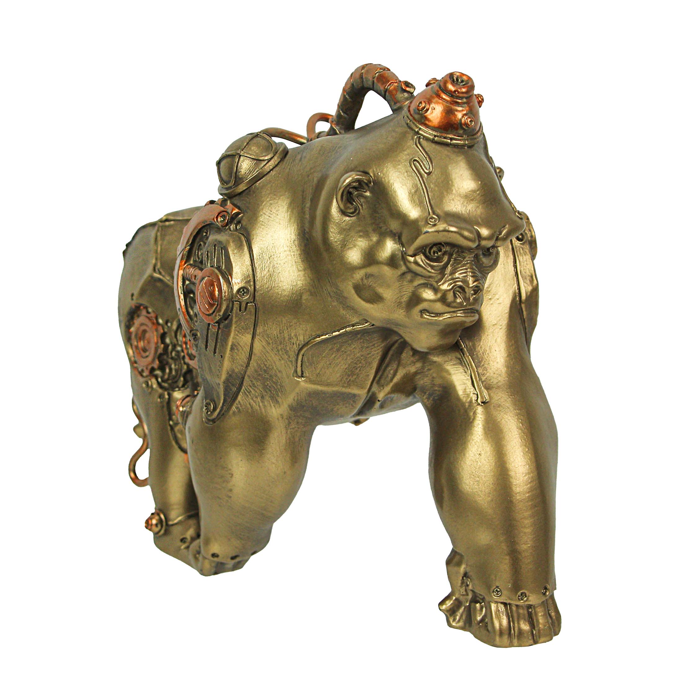 Front. Zeckos - Resin Bronze Finish Steampunk Gorilla Sculpture Home Decor Statue Figurine Art - Bronze.