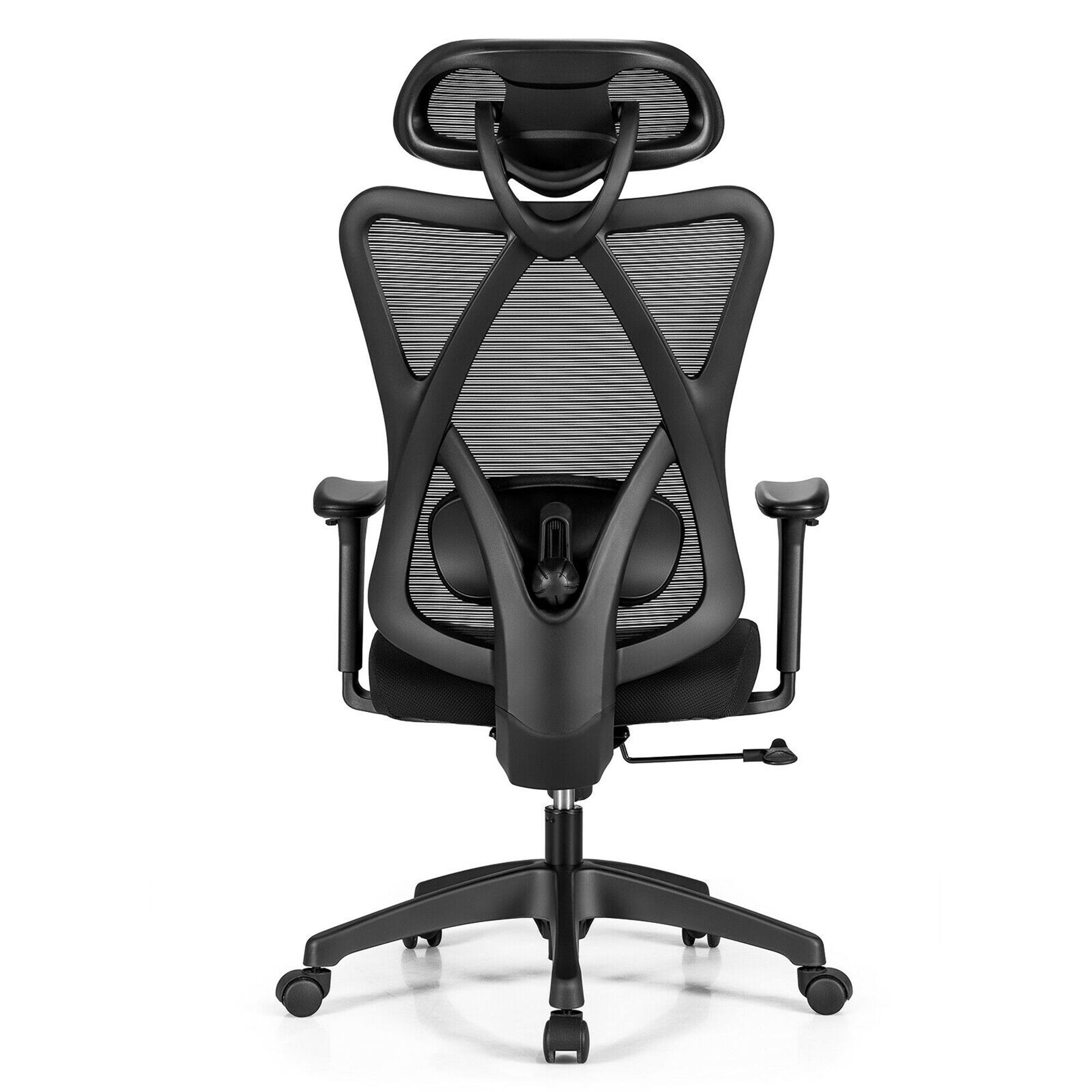 Alt View 19. Costway - Reclining Mesh Swivel Office Chair with Adjustable Lumbar Support - Black.