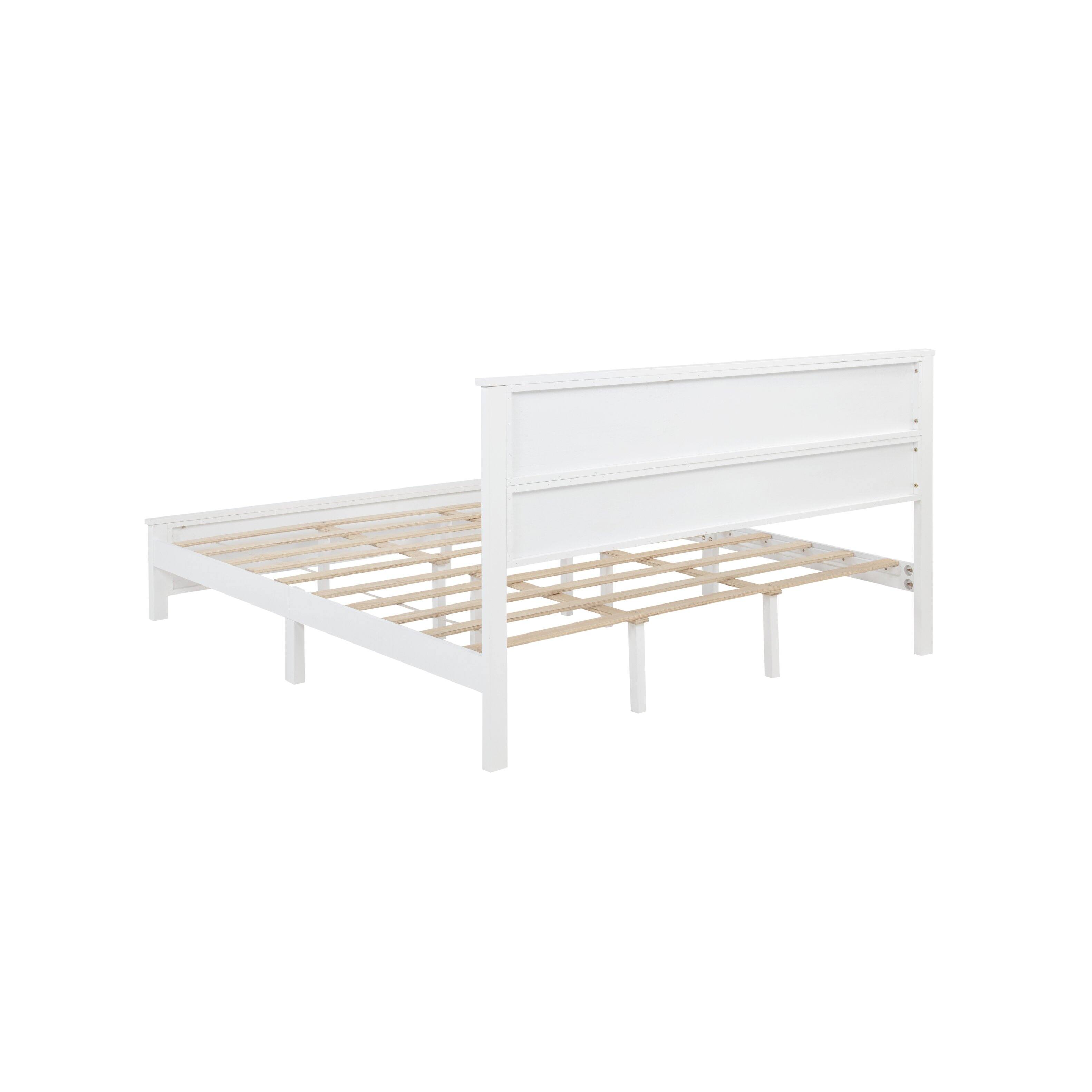 Alt View 1. Whisen - Farmhouse Platform Bed with Barn Door Designed Headboard and Footboard - White.