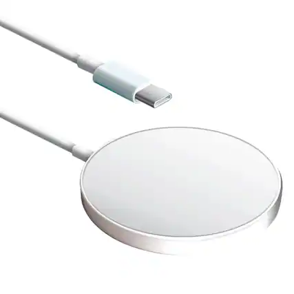 Front. Xyst - 15-Watt MagSafe Wireless Charger with Built-in USB-C Cable - White.