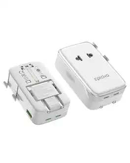 Epicka - Air PD 25W Universal Travel Adapter, Ultra-Thin International Power Adapter, Worldwide Travel Plug - White