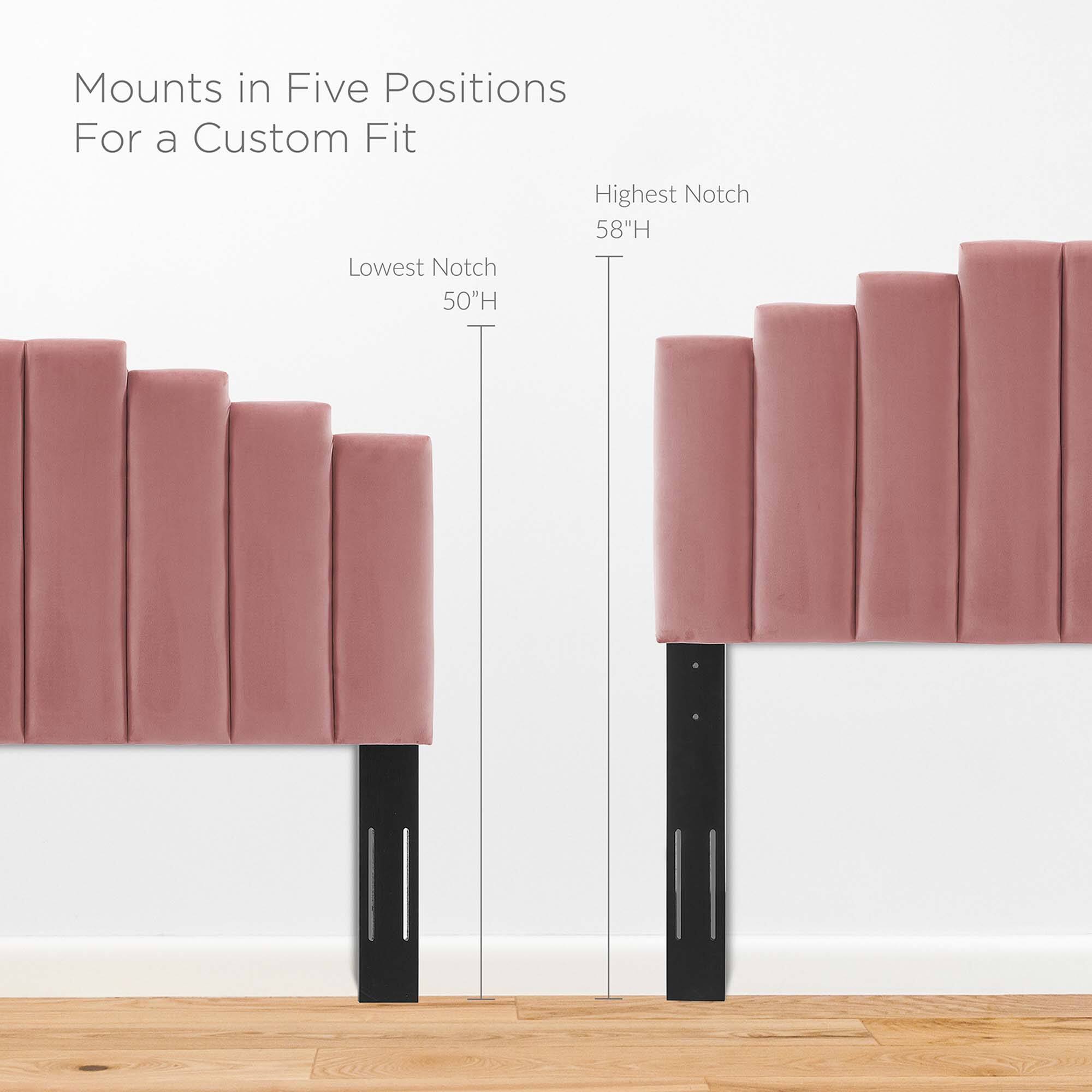 Mounts in Five Positions  
For a Custom Fit  

Lowest Notch  
50"H  

Highest Notch  
58"H