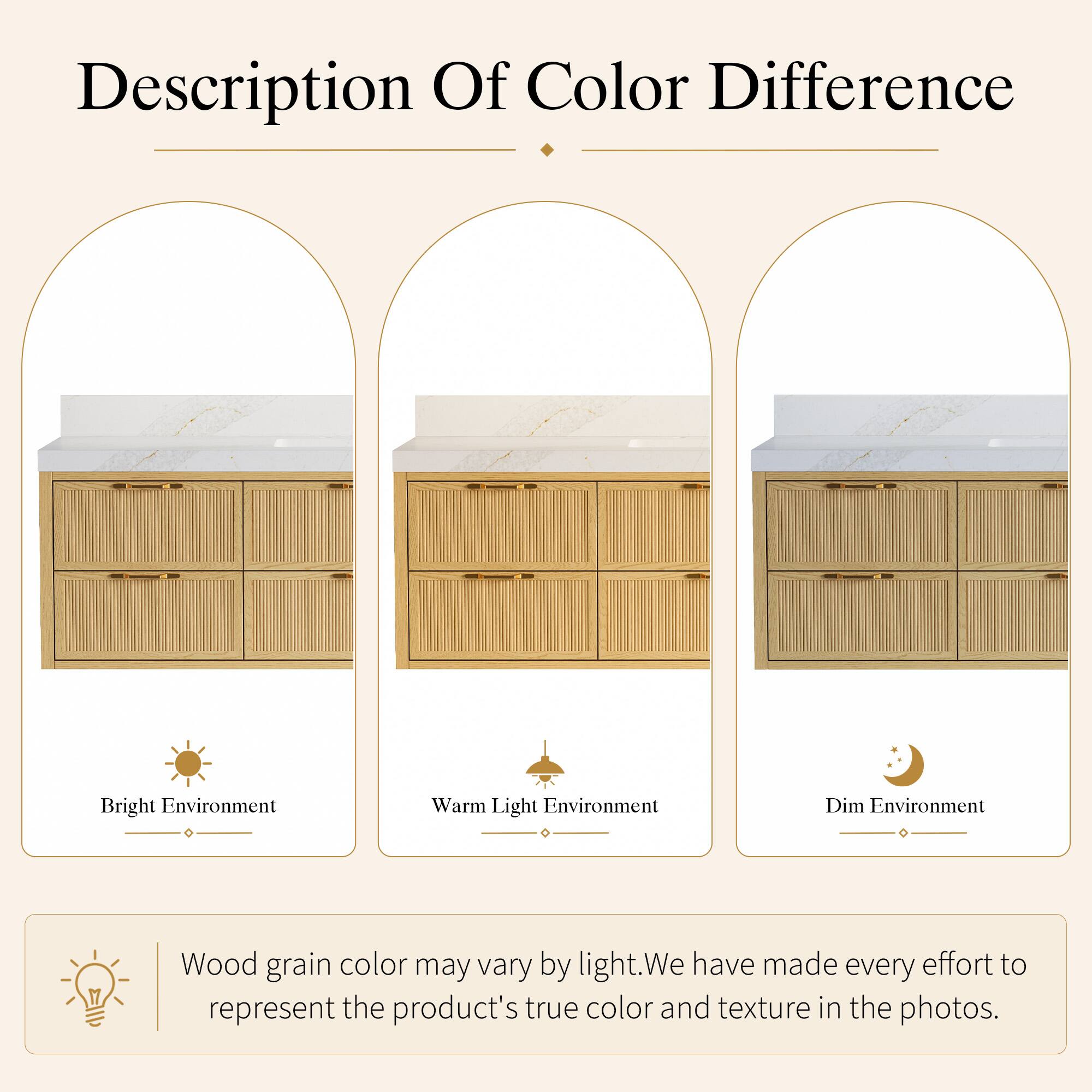 Description Of Color Difference

Bright Environment

Warm Light Environment

Dim Environment

Wood grain color may vary by light. We have made every effort to represent the product's true color and texture in the photos.