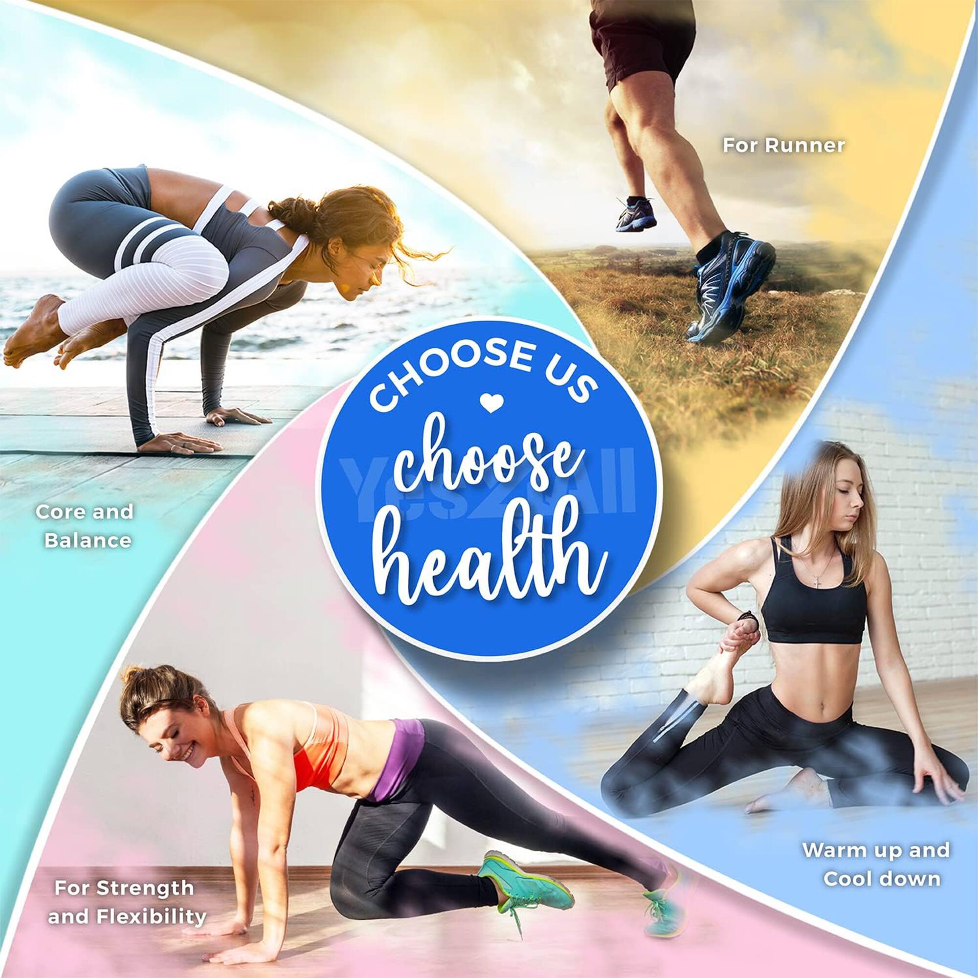 For Runner

Core and Balance

CHOOSE US Your choose health

For Strength and Flexibility

Warm up and Cool down