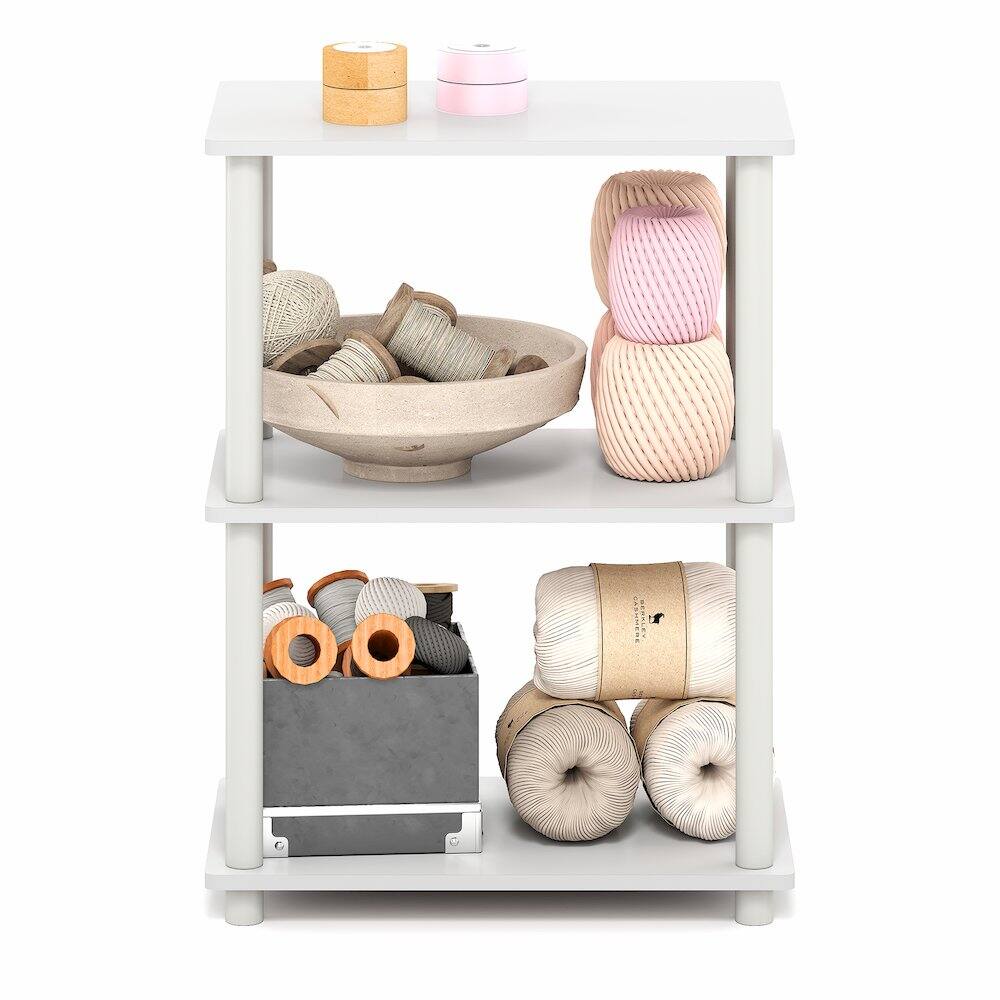 Angle. Furinno - TURN-N-TUBE Storage Shelves, Book Shelf, Corner Shelf, for Organization and Storage, Living Room, Garage, Home Office - White/White.