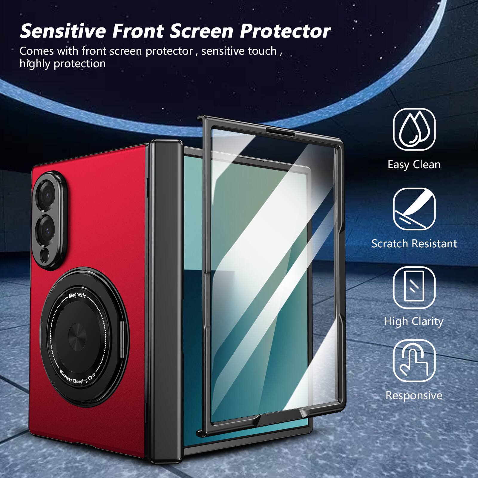 Sensitive Front Screen Protector  
Comes with front screen protector, sensitive touch, highly protection  

Easy Clean  
Scratch Resistant  
High Clarity  
Responsive