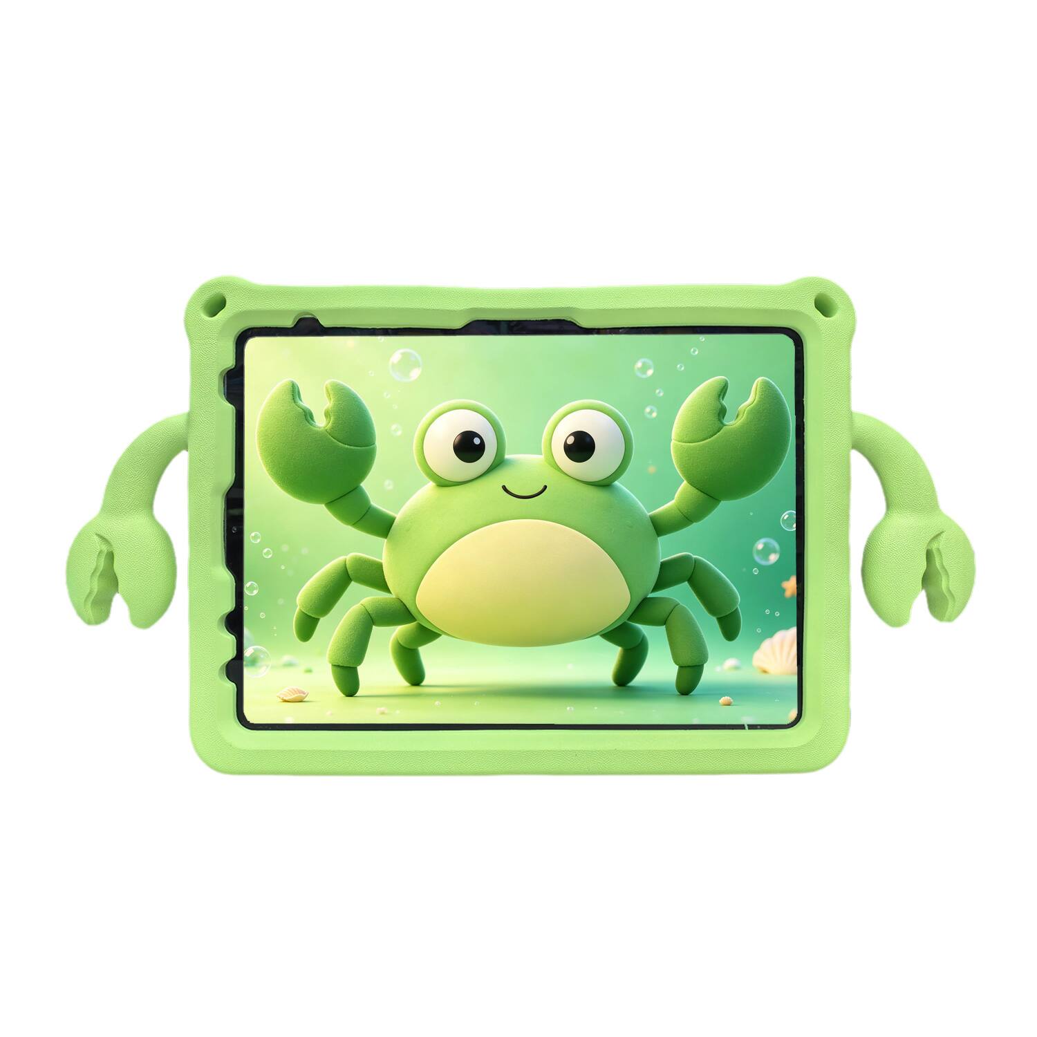Alt View 1. Dteck - Shockproof Cartoon Case for Apple iPad (10th Generation) 10.9" 2022, Soft TPU Protective Cover with Integrated Stand - Green.