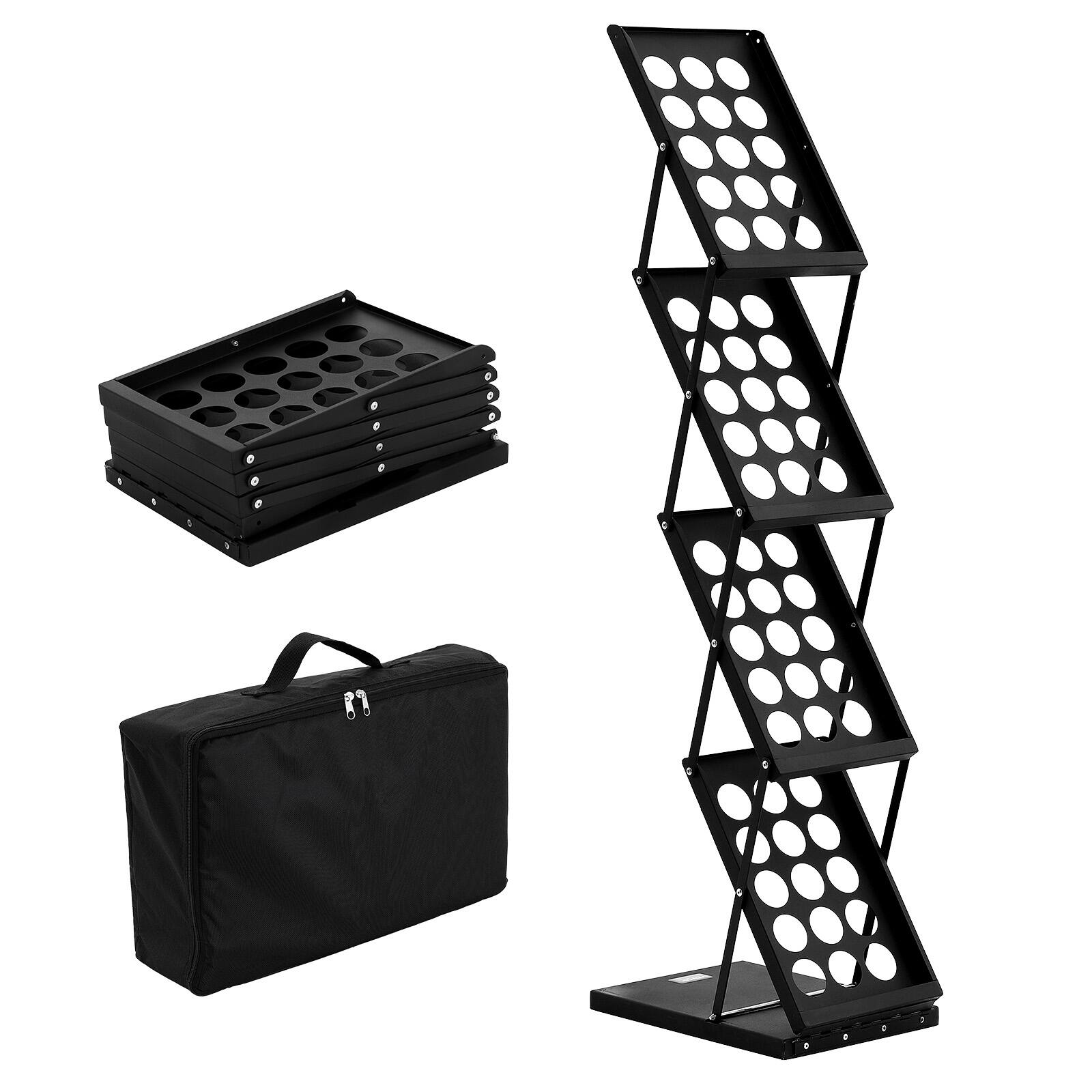 Alt View 5. VEVOR - Foldable Magazine Display Rack, 4-Tier Brochure Literature Display Stand, Portable Catalog Brochure Holder Stand - Black.