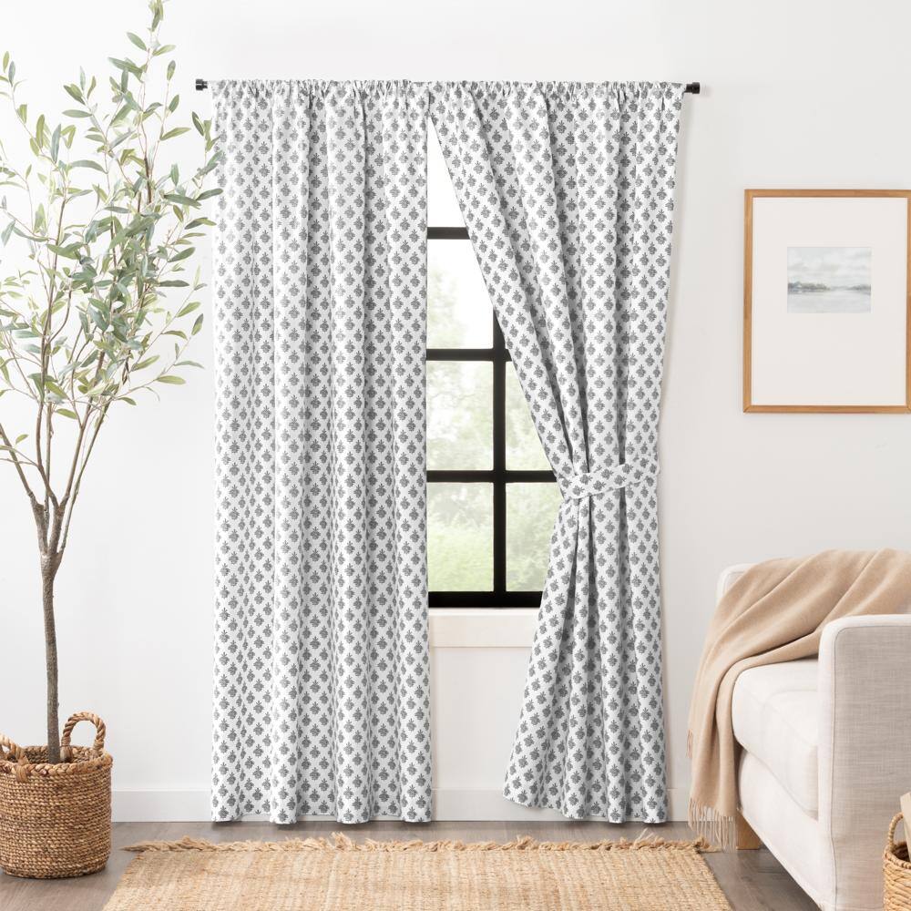Angle. Ellis Curtain - Ellis Curtain Manchester Window Treatment 3" Rod Pocket 100% Cotton Curtain Panel Pairs 100" x 63" Black - Black.