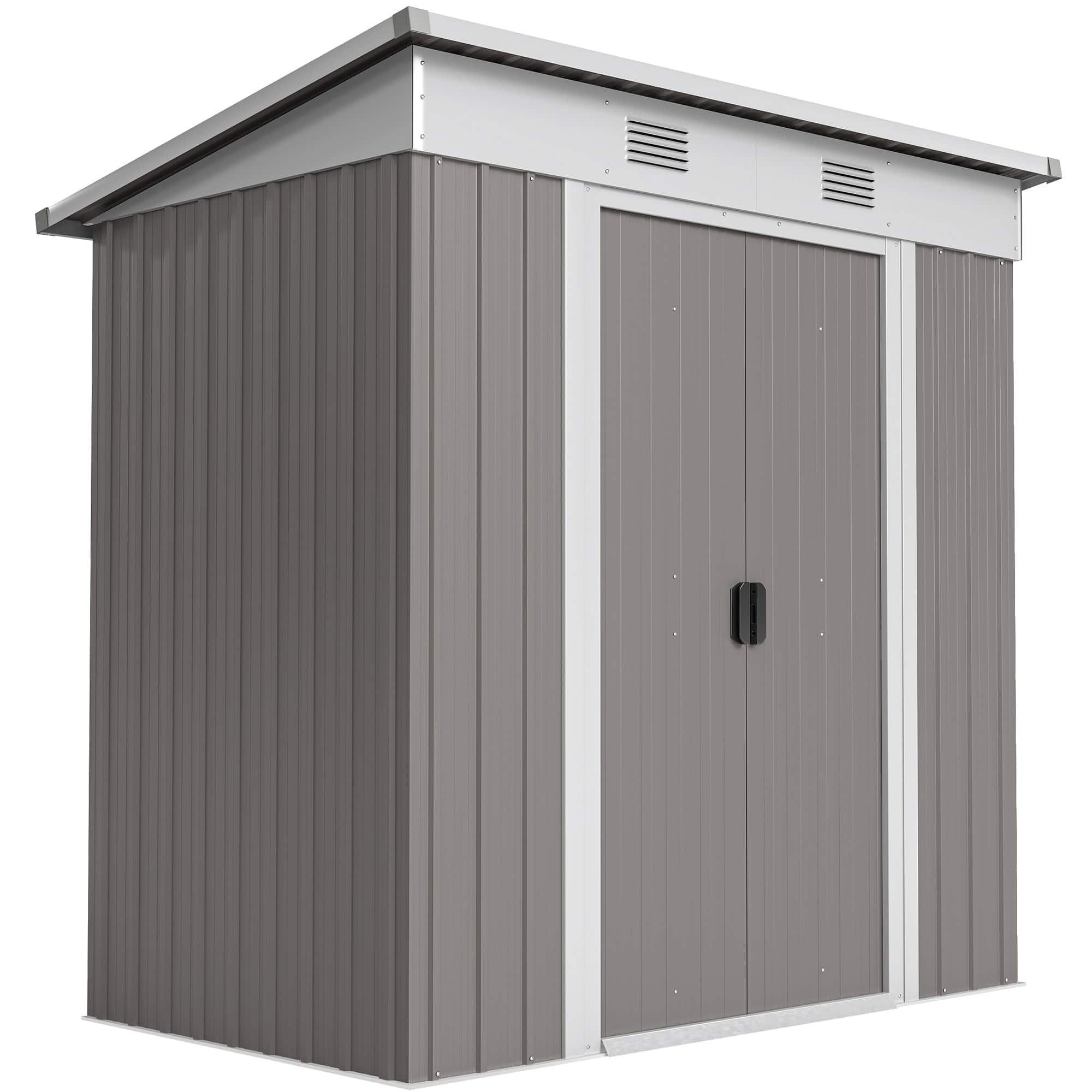 Outsunny - x 4' Metal Garden Shed, Backyard Tool Storage Shed with Dual Locking Doors
