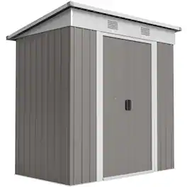 Outsunny - x 4' Metal Garden Shed, Backyard Tool Storage Shed with Dual Locking Doors