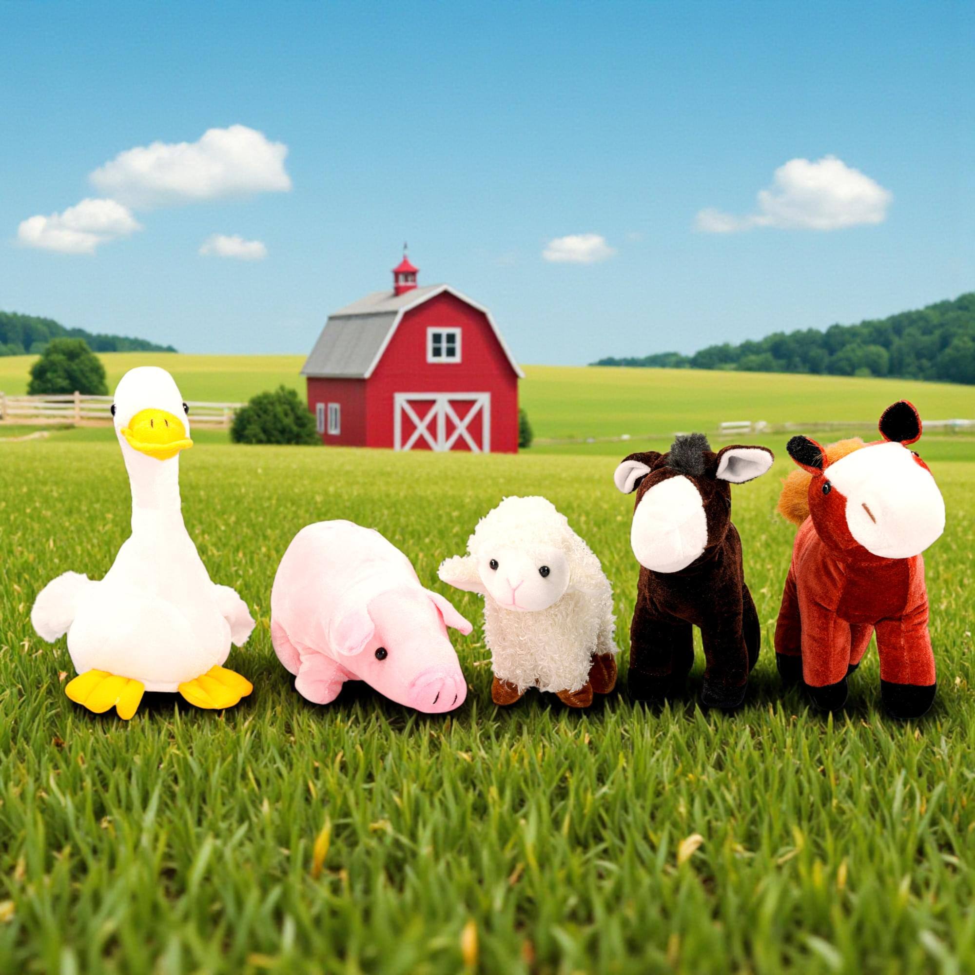 Alt View 5. Hunson - Farm Animals 6 Inch Plush | Sheep - White.