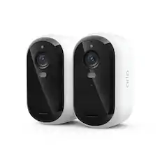 Front. Arlo - Essential Outdoor Security Camera 2K (3rd Gen, 2025 Release) - Wireless, Rechargeable Camera, 2-Cam - White.