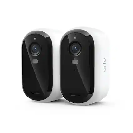 Front. Arlo - Essential Outdoor Security Camera 2K (3rd Gen, 2025 Release) - Wireless, Rechargeable Camera, 2-Cam - White.