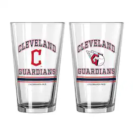 Logo Brands - Cleveland Guardians 16oz. Pint Glass Two Pack - Multicolor